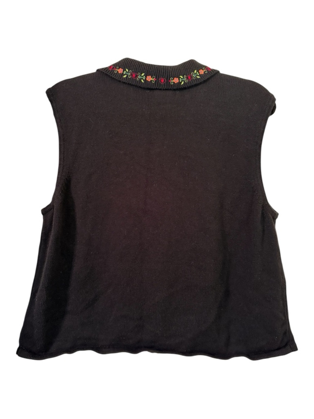Bechamel Embroidered Floral Zip Sweater Vest Cottagecore Folk L - Picture 2 of 6